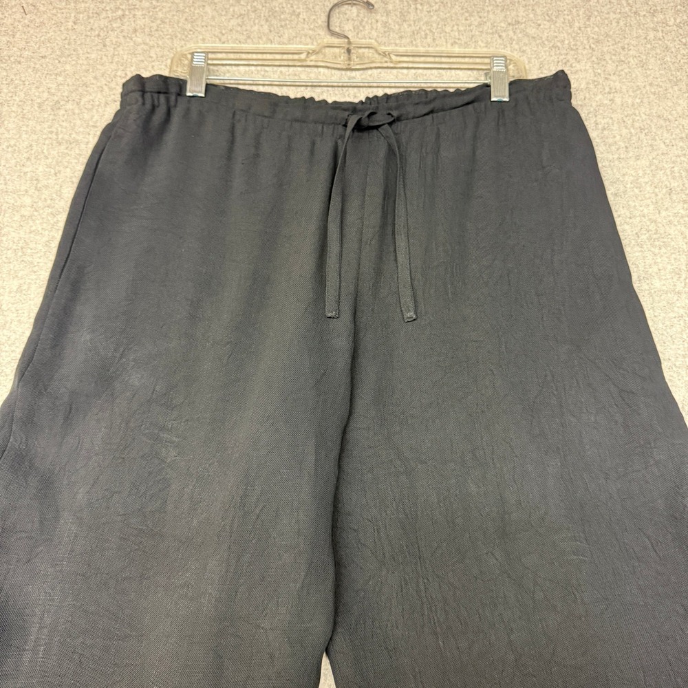 Ann Tjian for Kenar Wide Leg Trousers Size L Black Elastic Drawstring Lined Pant - Picture 7 of 10